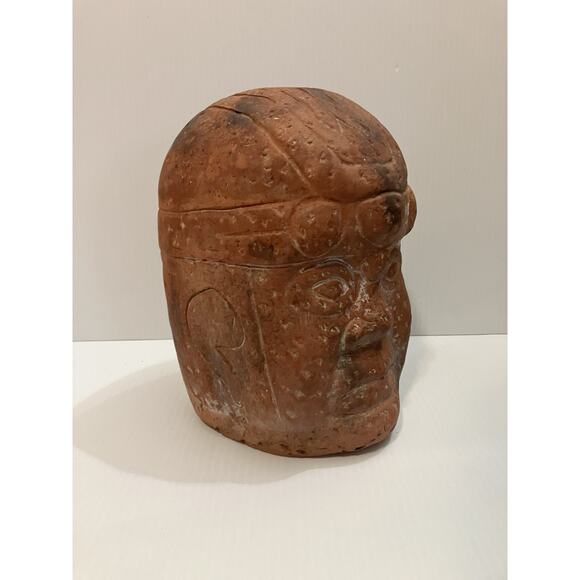Olmec Head Statue 9” Terracotta INAH Authentic Reproduction Mexico Indigenous - Picture 2 of 5